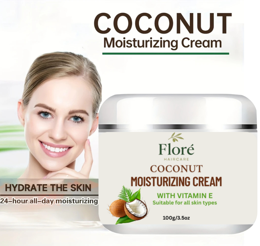 Floré Haircare | Deep Hydration Coconut Moisturizing Cream – Nourishing Face & Body Skincare (100g)
