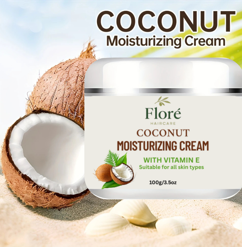 Floré Haircare | Deep Hydration Coconut Moisturizing Cream – Nourishing Face & Body Skincare (100g)
