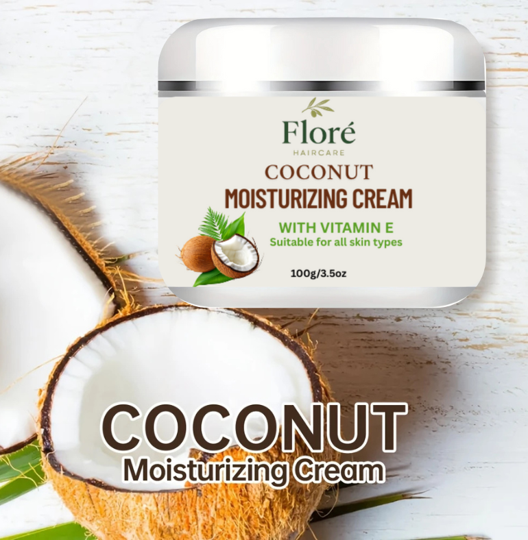 Floré Haircare | Deep Hydration Coconut Moisturizing Cream – Nourishing Face & Body Skincare (100g)