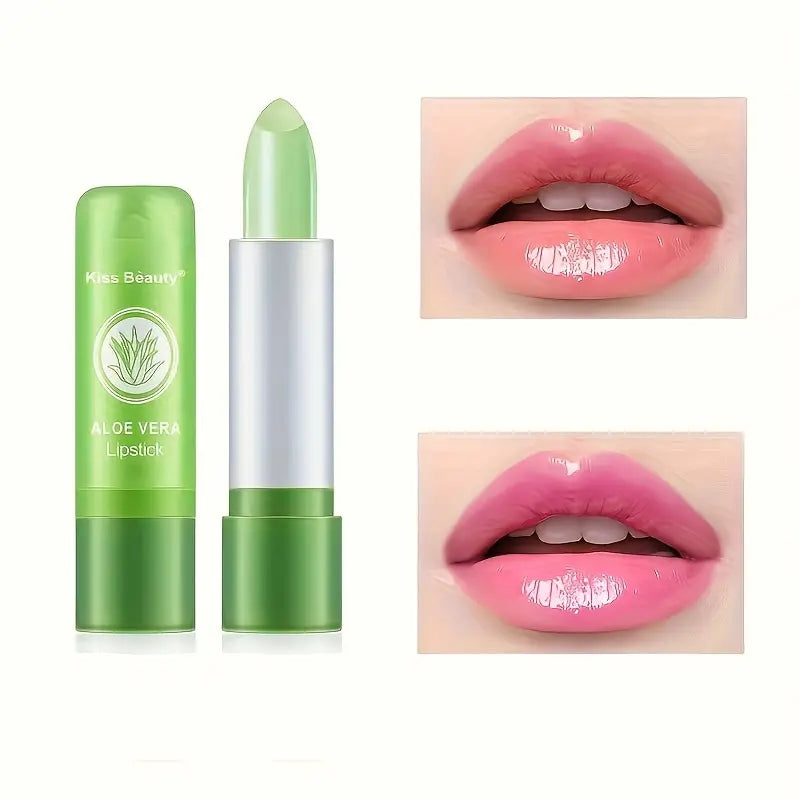 🌿 Kiss Beauty Aloe Vera Lipstick – Pack of 2 | Hydrating Lip Balm & Moisturiser | Natural Tint | Long-Lasting | Vegan-Friendly