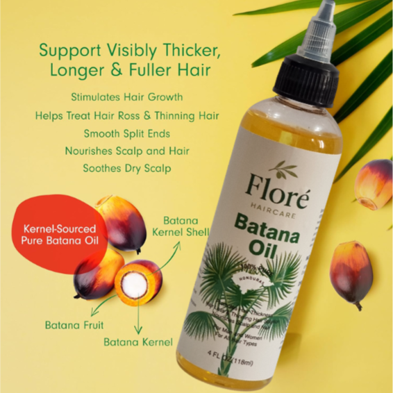 Floré Haircare Batana Oil 118ml | Pure Batana Oil for Hair Growth, Thinning Hair, Scalp Nourishment & Shine | 100% Natural, Paraben-Free, Vegan - Floré Haircare