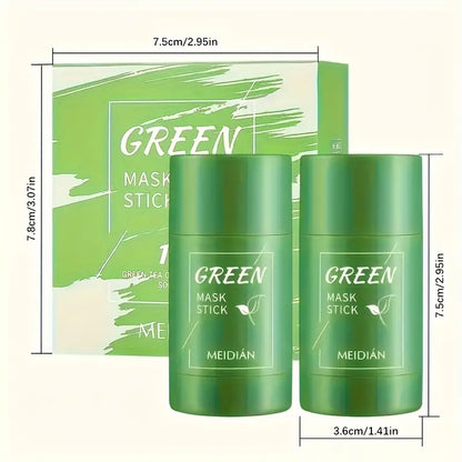 Meidian Green Mask Stick – Deep Cleanse Clay Stick for Pores, Acne & Oil Control – Natural Face Mask - Pack of 2