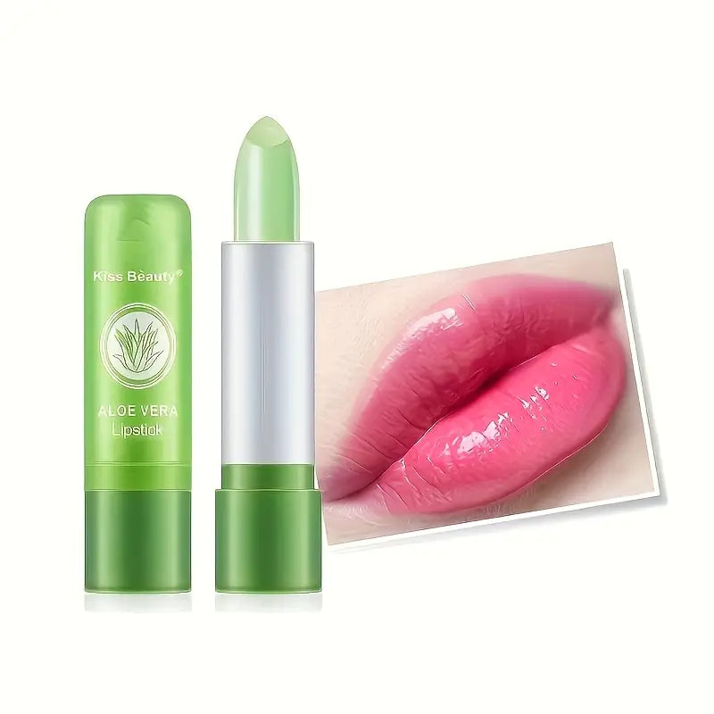 🌿 Kiss Beauty Aloe Vera Lipstick – Pack of 2 | Hydrating Lip Balm & Moisturiser | Natural Tint | Long-Lasting | Vegan-Friendly
