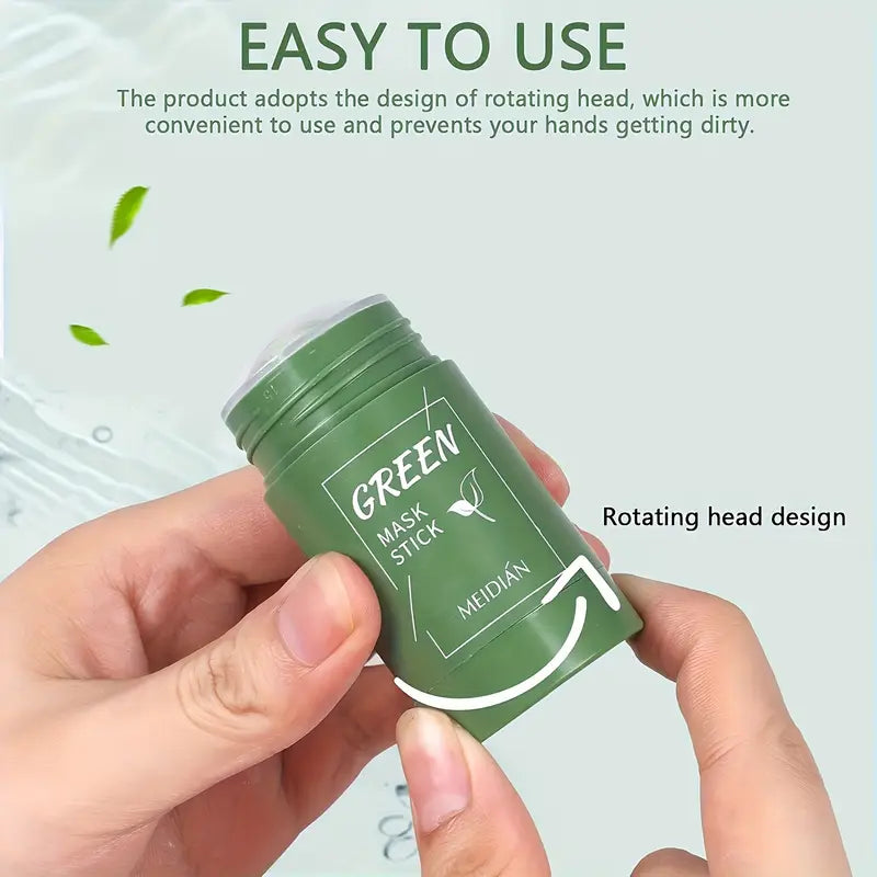 Meidian Green Mask Stick – Deep Cleanse Clay Stick for Pores, Acne & Oil Control – Natural Face Mask - Pack of 2