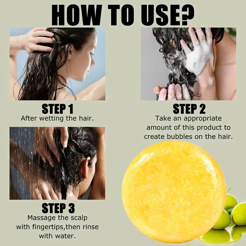Premium Olive Oil Shampoo Soap Bar 60g – Deeply Nourishing, Sulfate & Paraben-Free, Natural Hair Cleanser for Strong, Shiny Hair