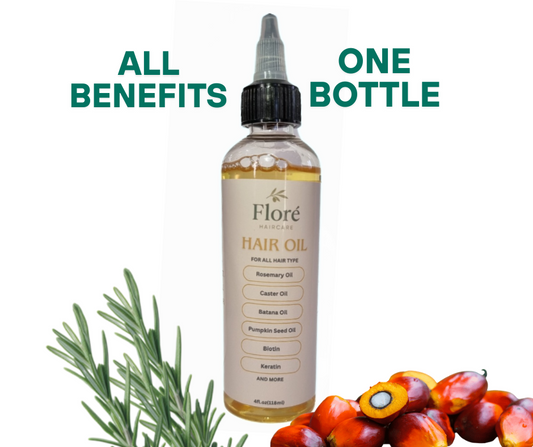 Floré Haircare | Ultimate Hair Growth Oil | Rosemary, Batana, Biotin, Keratin, Castor & Pumpkin Seed – 100% Natural