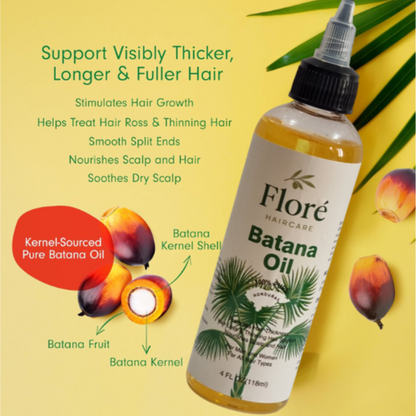 Floré Haircare Batana Oil 118ml | Pure Batana Oil for Hair Growth, Thinning Hair, Scalp Nourishment & Shine | 100% Natural, Paraben-Free, Vegan - Floré Haircare 